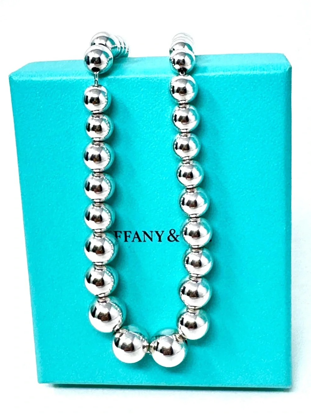 Authentic Tiffany & Co. Graduated Ball Beaded Necklace.